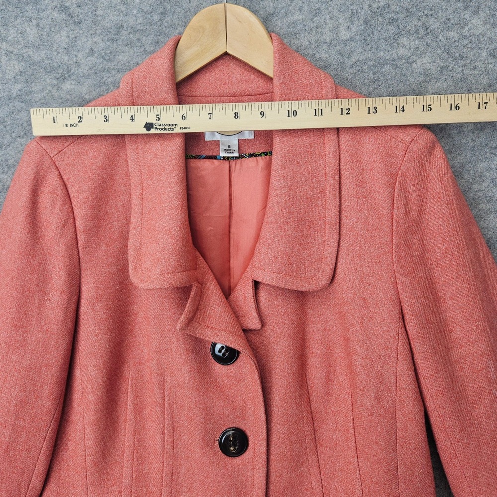 Talbots Women's Coral Pink Wool/Viscose Blend Blazer Size 8 Button Front Jacket - Picture 6 of 11